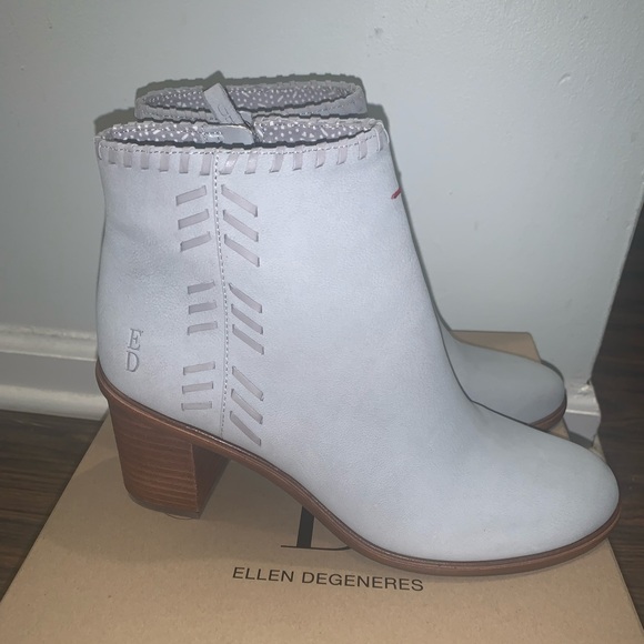 Ellen DeGeneres Leather Ankle Boots Susumu Gravel Gray Size 8 - Picture 12 of 13